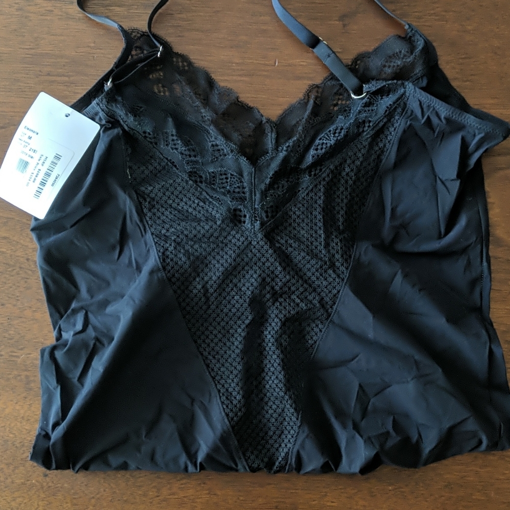 New Hanro Eleonora black lace body suit
